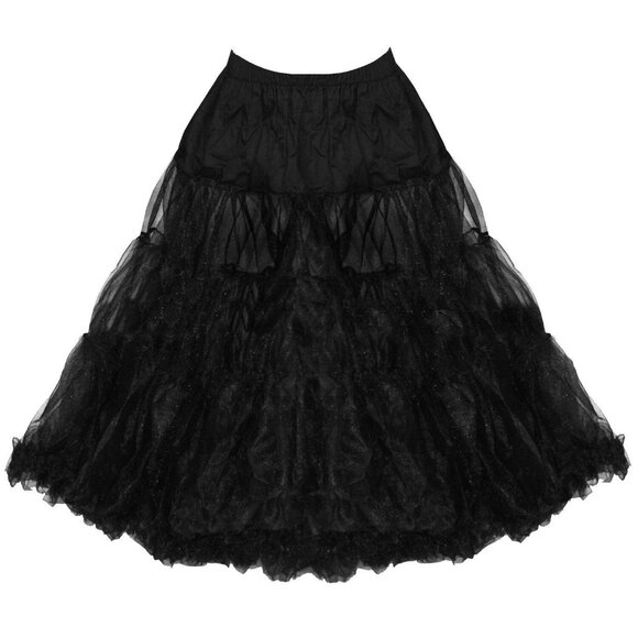 BLACK HELL BUNNY NET PETTICOAT SKIRT 50'S ROCKABILLY GOTH OS US 14 16 18 20 22 - Picture 2 of 3